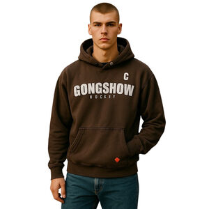 Gongshow Gear Lifestyle Hockey Apparel LARGE Brown Luxury Hoodie Pullover Shirt